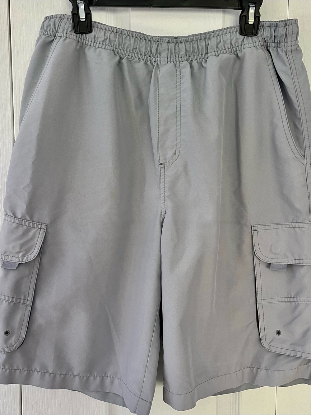 Quicksilver Cargo Shorts Sz L Gray Y2K Skate Surf Baggy Pockets pull on